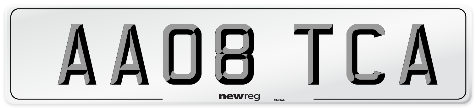 AA08 TCA Number Plate from New Reg